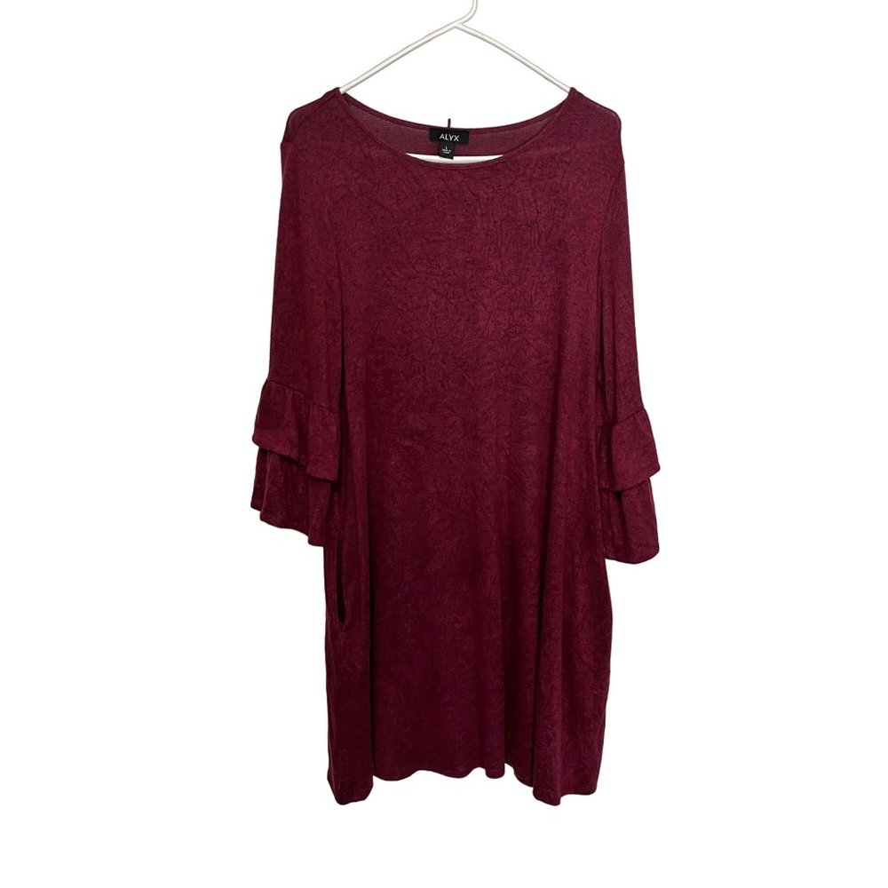 ALYX Sweater Dress with Ruffle 3/4 Sleeves Pockets Womans Size L